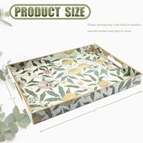 Spsyrine Plastic Serving Tray with Handles for Coffee Table, Lemon - color: Multi L