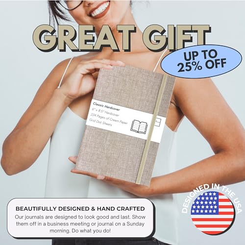 Portage Grid Dot Paper Hardcover Aesthetic Notebook Writing Journal – Bleed-Proof Paper Notepad for Journaling, High GSM, A5 Notebook, Cream Pages - Oatmeal, 6 x 8.5 Inches, 224 Pages - color: Oatmeal, size: Grid Dot Pages