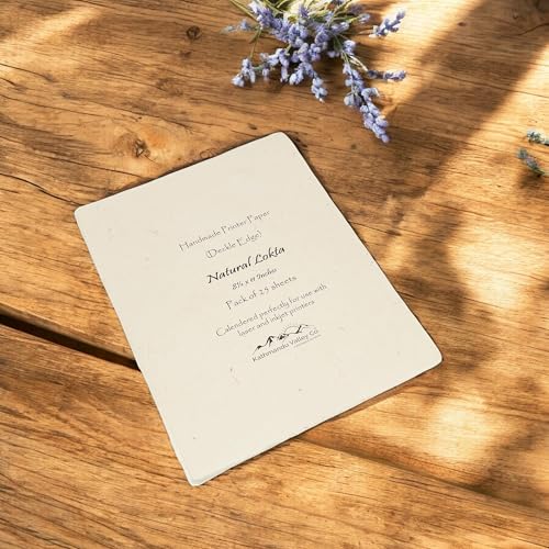 Handmade Lokta Deckle-Edge Printer Paper 8.5x11 (25 Sheets, Natural) - color: Natural