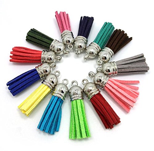 100Pcs Suede Handmade Mini Tassels, Colorful Assorted Color Tassels for Earrings (09) - color: 09