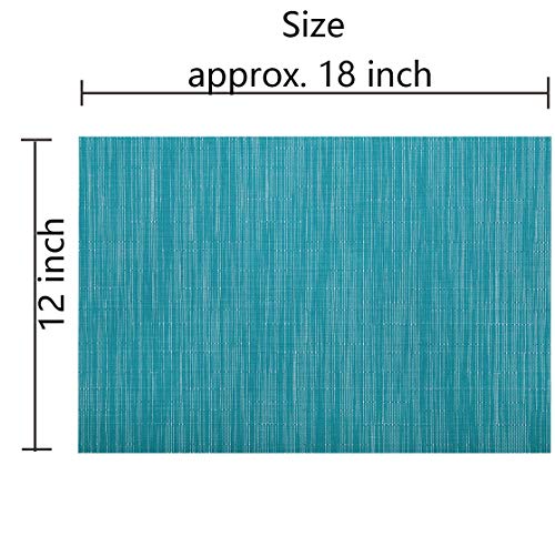 SHACOS Woven Vinyl Placemats Set of 4 Non Slip Heat Resistant Place Mats Durable PVC Stain Resistant Wipe Clean Indoor Outdoor Table Mats (4, Teal Blue) - color: Teal Blue, size: Set of 4