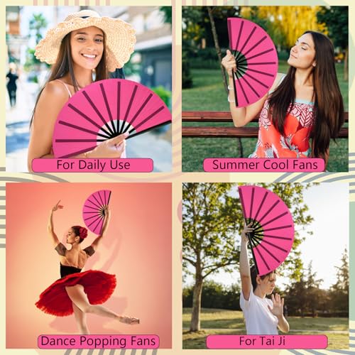 10 PCS Boots on The Ground Hand Fan Bulk - Rave Fans 13 Inch Large Clacking Fans for Line Dancing Make Loud Sounds for Party - color: Pink