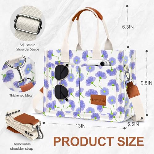 LHMTQVK Canvas Tote Bag for Women, Work & Bible Study Handbag - color: Forget Me Not