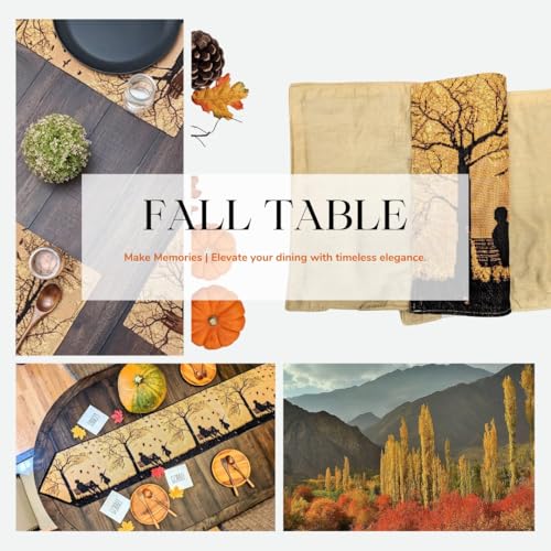 DaDalogy Farmhouse Rustic Dining Placemats - Set of 4 Tapestry Woven Cotton Halloween Kitchen Table Mats Fall Silhouette Decor - Family Cozy Cabin Orange Tan Black Decorative - 13” x 19” - color: Autumn Family Blessing