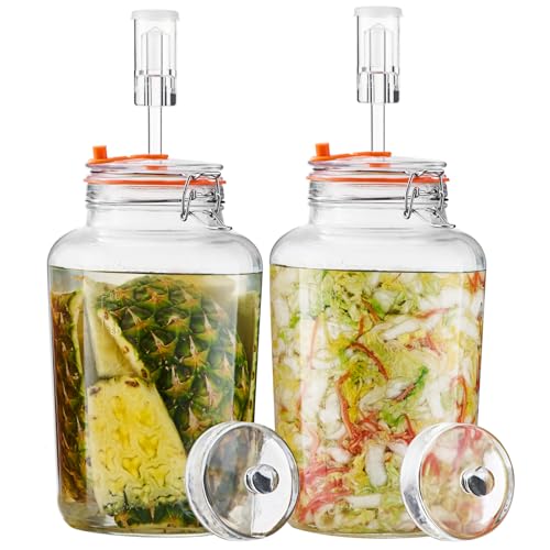 1 Gallon Fermentation Jars with Airlocks & Glass Weights, 2-Pack