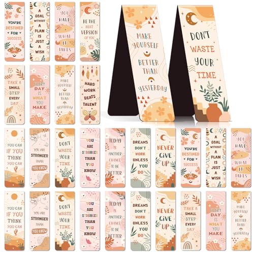 Wxiben 30 Pcs Motivational Magnetic Bookmark Boho Book Mark Page Clip - style: Boho Motivational