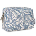 Narwey Small Makeup Bag for Purse, Travel Mini Cosmetic Bag for Women Girls - color: Blue Leaf, style: Small