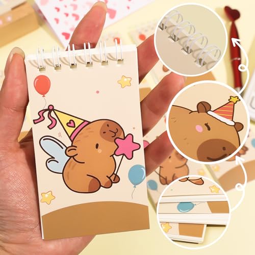 Random Cute Capybara Notebook Set Portable Diary Plan Mini Coil Pocket Notebook Student Stationery Gift,10 * 6cm (3Pcs) - color: 3Pcs