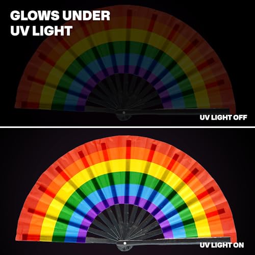 SoJourner Folding Rave Fan, Rainbow - color: Rainbow Fan