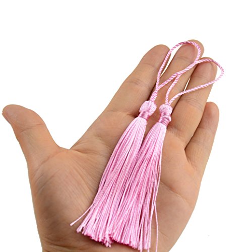 100Pcs 5 Inch Silky Bookmark Tassels for Jewelry, Souvenir(Pink) - color: Pink