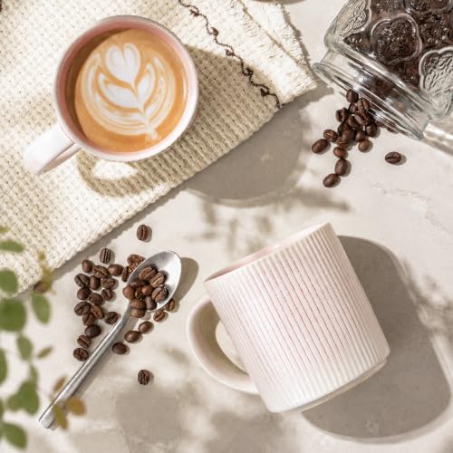 theterra Ceramic Coffee Mugs Set of 6, 14.2 oz Coffee Cups with Handle - color: Primrose Pink, size: 14 OZ (Set of 6)