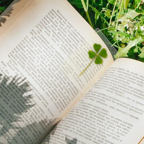 Real Four Leaf Clover Bookmark, Elegant 4 Leaf Clover Charm, Perfect Gift for Book Lovers, Preserved Four Leaf Clover in Laminated Bookmark (2pack) Made in Korea - size: gold-2pack