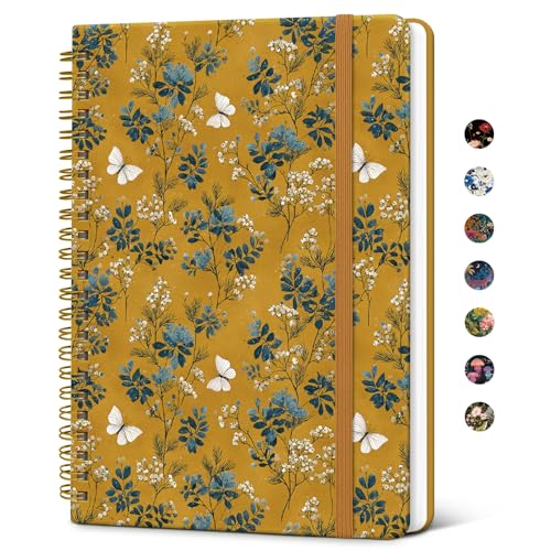 Taja Spiral Lined Journal for Women, Pretty Hardcover Journal Notebook, A5 - color: Q-Golden Grove