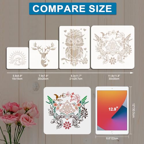 MAYJOYDIY Birds Bamboo Stencils 11.7×8.3inch Large Bird Tree Branches Stencils with Paint Brush Artistic Traditional Chinese Style Drawing Template for Wood Wall Furniture Canvas Decor - color: Birds Bamboo
