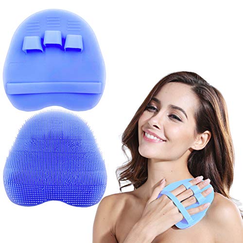 1 Pack Soft Silicone Shower Brush,Bath Exfoliating Skin Massage Scrubber - color: Purple