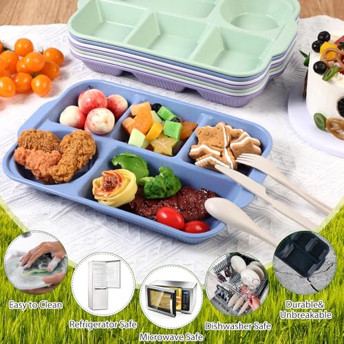 Pinkunn 8 Pcs 13'' Divided Plates for Adults Wheat Straw, Classic - color: Classic