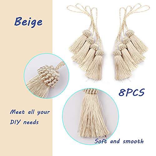 8PCS Tassel Key Colorful Tassel for Cord Loop,Handmade Tassels - color: Beige
