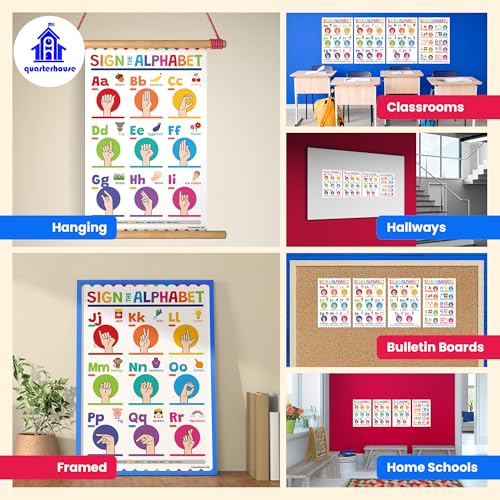 Quarterhouse 4 Poster Sign Language Part 1 Classroom Set - color: Sign Language Part 1