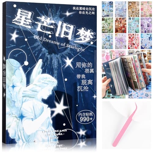 Tmtains Japanese Sticker Book, Manga Style, Deep Blue, 800+ Pcs - color: C-deep Blue
