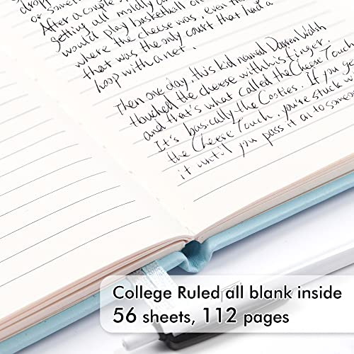 feela 3 Pack Pocket Small Notebook Journals, Mini Cute Memo Notepad Hardcover College Ruled Lined Journals with Pen Holder for Women Girls Office School, with 3 Black Pens, 3.5”x 5.5”, A6, Sky Blue - color: 3 Sky Blue