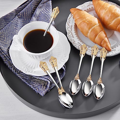 KEAWELL Luxurious 6-Piece 5.1-Inch Espresso Spoon Set (Gold Accent) - color: Gold Accent