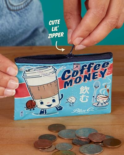 Blue Q Coin Purse - Cute Coin Pouch for Men & Women, Small Pouch Organizer - color: Coffee Money