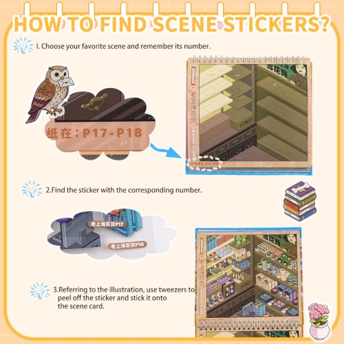 10Pcs Big Size 3D Stickers Scene Book Scenes Stickers - color: Multicolor 2