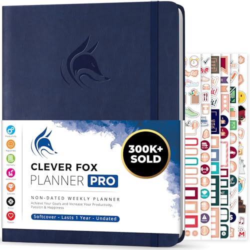 Clever Fox Planner PRO, Undated Weekly Planner, 8.5x11 Dark Blue - color: Dark Blue (Undated), size: A4 (8.5" x 11") Standard Version