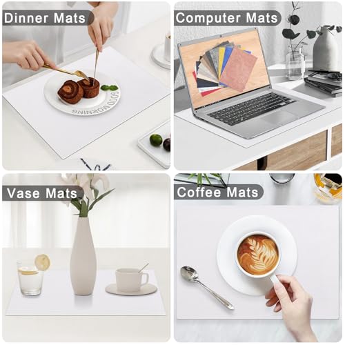 Homaxy PU Faux Leather Placemats for Dining Table, Set of 6, White - color: White
