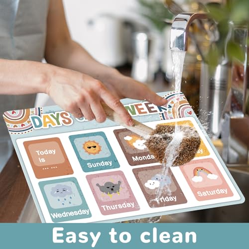 Preschool Placemats Set of 6 Boho Kid Plastic Table Mat 17×13×0.04in - style: Educational Preschool Boho 2