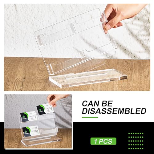 Dunzoom Business Card Holder for Desk, 4 Slots Acrylic Card Display Stand - style: 4 Slots