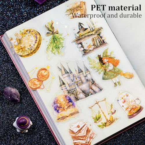 80 Pcs Gold Foil Magical Fantasy Stickers for Scrapbooking - color: Enchanted Archives