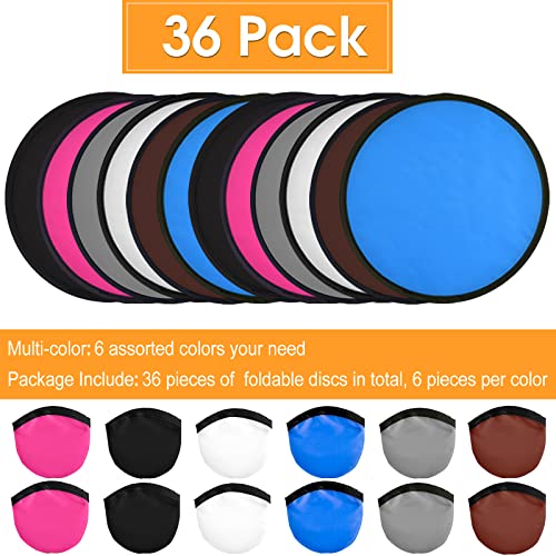 Mototo 36 Pieces Foldable Flying Disc Fans with Bag Folding Pocket Toy Set for Kids Fun Birthday Party Favors Summer Outdoor Activity Game Halloween Christmas, 6 Colors (Colorful 2) - color: Colorful 2