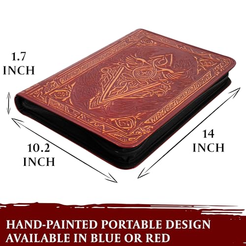 Trading Card Binder - 9 Pocket Album w Zipper - 360 Side Loading Folder for TCG - 3D PU Leather - For MTG, Disney Lorcana Trading Card Game, Magic The Gathering, Pokemon - Book Accessories Gift - Red - color: Red