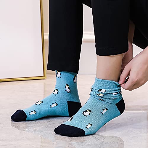 Mens Dress Socks, 5 Pair Combed Cotton Colorful Patterned Funny Crew Socks for Men Comfort - color: Sky Blue