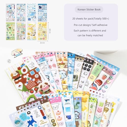 500+ Kawaii Sticker Book for Journaling,20 Sheets Cute Japanese Stickers Book,Korean Stickers for Scrapbooking,Planner,Notenook,DIY Craft,Calendar(Girl's Diary) - color: Soulful