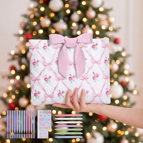 Sadnyy Quilted Bow Bible Cover for Women,Pink - color: Pink