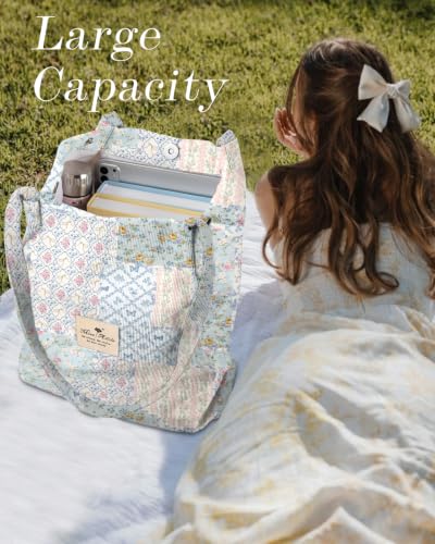 Miss Adola Corduroy Tote Bag for Women Cute Design - color: Floral Patchwork
