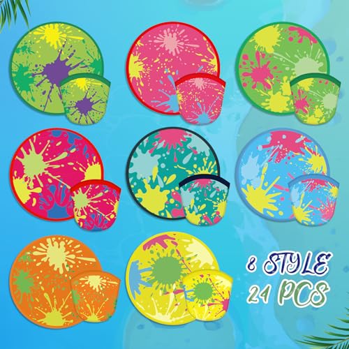 Gejoy 24 Pcs Splash Pattern Flying Disc Folding Hand Fan 8 Styles - color: Multicolor