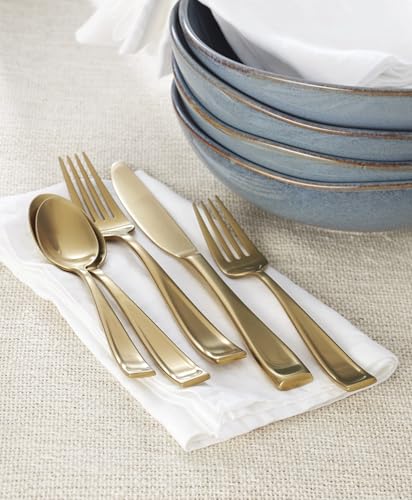 Oneida Moda Gold Satin 20-Piece 18/10 Silverware Set for 4, Flatware - style: Casual