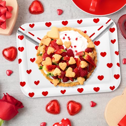 JarThenaAMCS 3Pcs Valentine' s Day Serving Trays Reusable Serving Dishes Red Heart Love Letter Platter for Wedding Party Sharing Snacks Fruits Dessert, 13 x 10 Inch - style: Heart Love Letter
