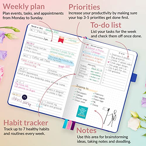 GoGirl Planner for Women, Undated Weekly Agenda Journal, Royal Blue - color: Royal Blue, size: Compact (5.3" x 7.7")