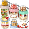 4 Pack 20 oz Overnight Oats Containers with Lids and Spoons, Glass