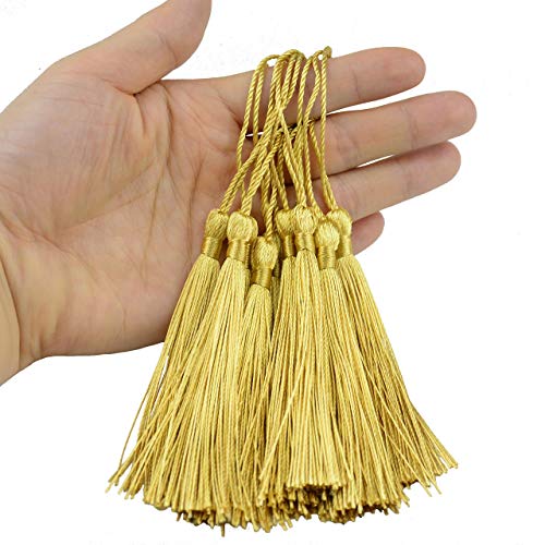 100Pcs 5 Inch Silky Bookmark Tassels for Jewelry, Souvenir(Light Gold) - color: Light Gold