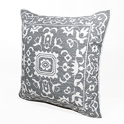 20x20 Inches Medallion Cotton Blend Throw Pillow Covers for Home Decor | Traditional Boho Cushion Covers for Throw Pillows | Perfect for Living Room Couch & Bedroom | Gray/White - color: Gray/White