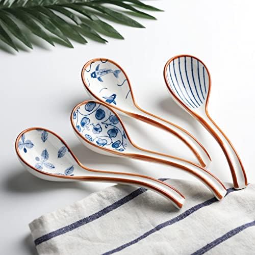 Asian Soup Spoons Set Ceramic Ramen Spoon Korean Spoons Japanese Soup Spoon - style: Style 1