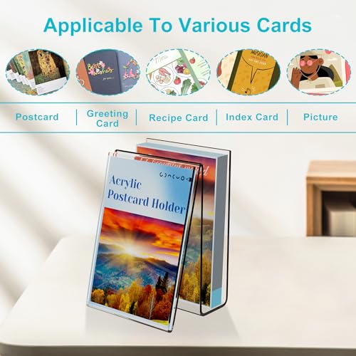 Boloyo Acrylic Vertical Postcard Display Holder,6 x 4 inch 4PC Clear Card Display Stand Easel Tablet Holder for Postcard Greeting Recipe Index Business Memory-Note Card, Artworks - color: Vertical, size: 4PC