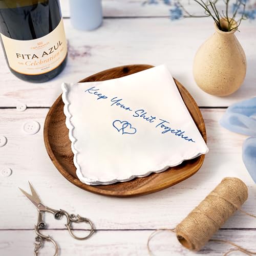 Wedding Handkerchief, Something Blue for Bride, Mother of Bride Gift - color: Keep Your Shit Together, style: Brown Envelope
