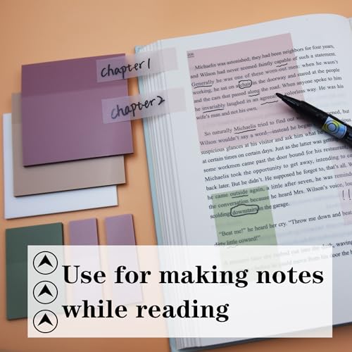 YOUDEFUL Clear Sticky Notes,Translucent Sticky Notes in 3 Sizes - size: Square Brown