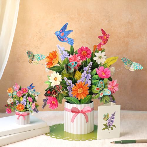 Freshcut Paper Mini Enchanted Garden 6" Pop Up Bouquet Card - color: Enchanted Garden, size: Mini